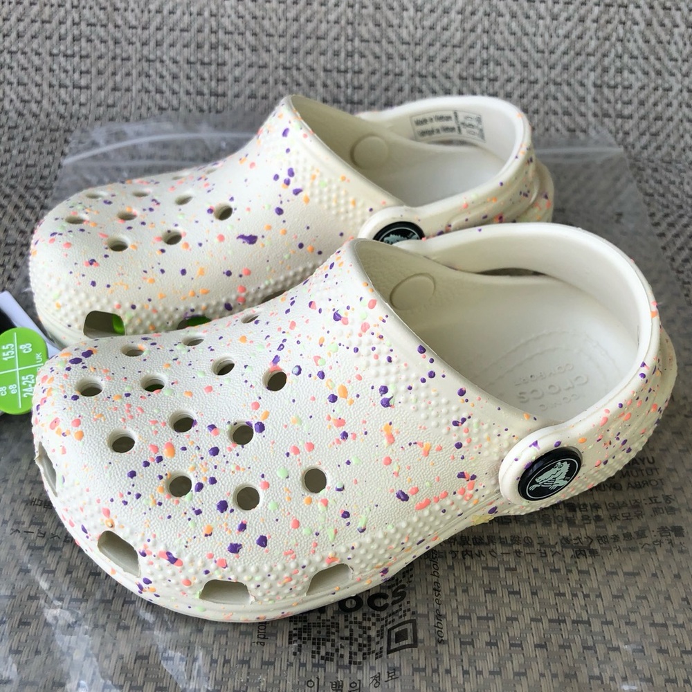 Crocs Toddler Paint Splatter Clog Summit White/Multi Glow in the dark